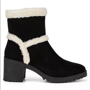 🧨LAST PAIR🧨 Olivia Miller US 10 ANDREA Stacked Heel Faux Suede Sherpa Boots